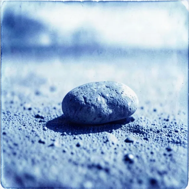 Earth Hum cover art: a smooth stone resting in fine sand